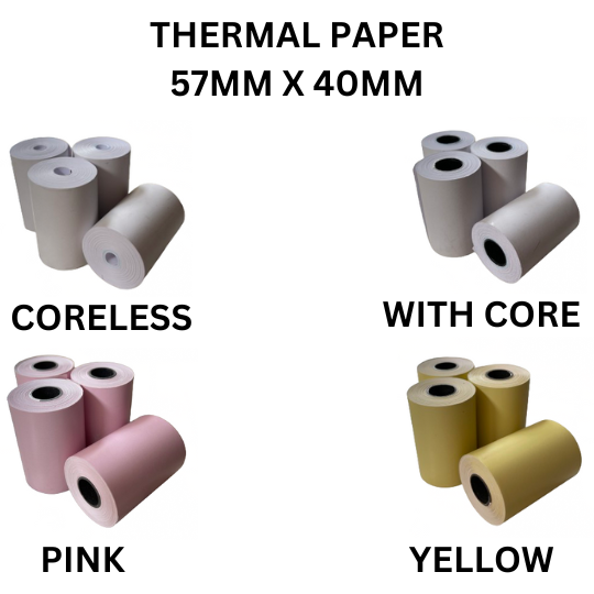 57MM x 40MM Thermal Paper Roll used for POS 58MM Thermal Printer / Colored Paper